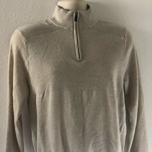 Men's Dockers Beige Zip Up Cardigan Sweater, SizeS - Picture 2 of 4